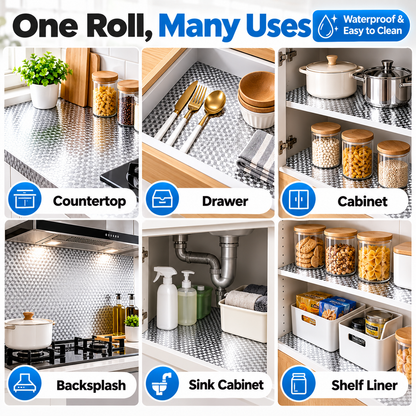 Silver 3D Cube Peel & Stick Kitchen Liner – Instant Glow-Up