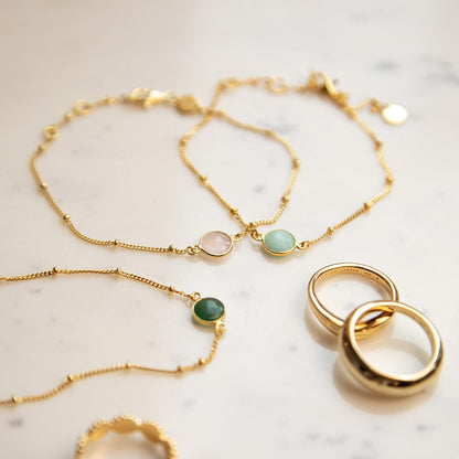 Amazonite Healing Stone Bobble Bracelet 18ct Gold Plate