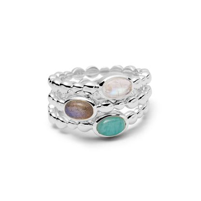 Amazonite Healing Stone Bobble Ring Sterling Silver