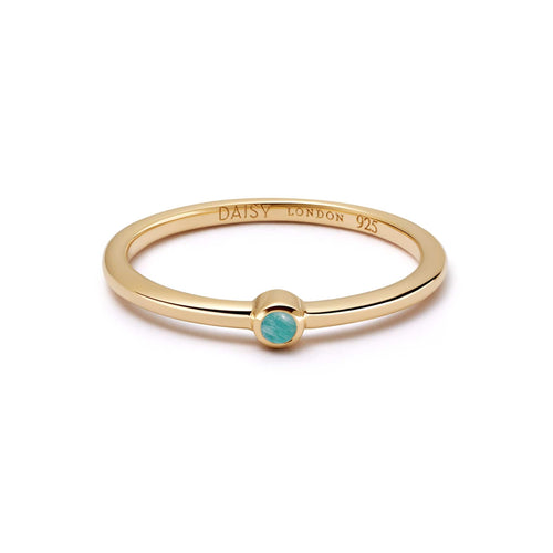 Amazonite Healing Stone Ring 18ct Gold Plate
