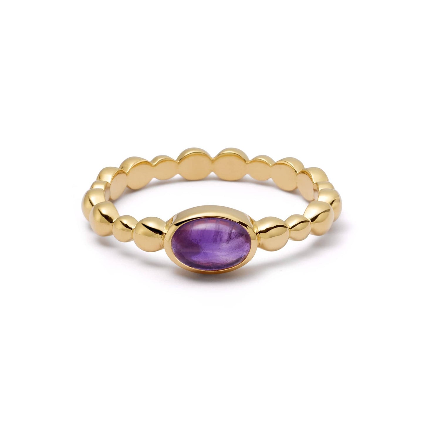 Amethyst Healing Stone Bobble Ring 18ct Gold Plate
