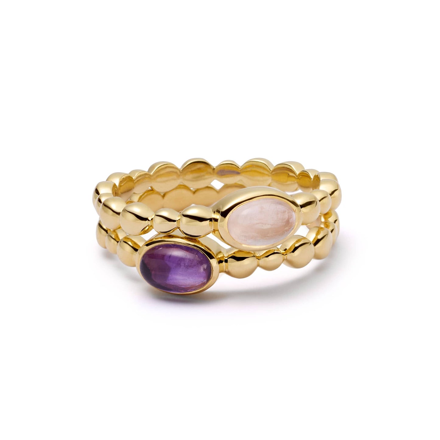 Amethyst Healing Stone Bobble Ring 18ct Gold Plate