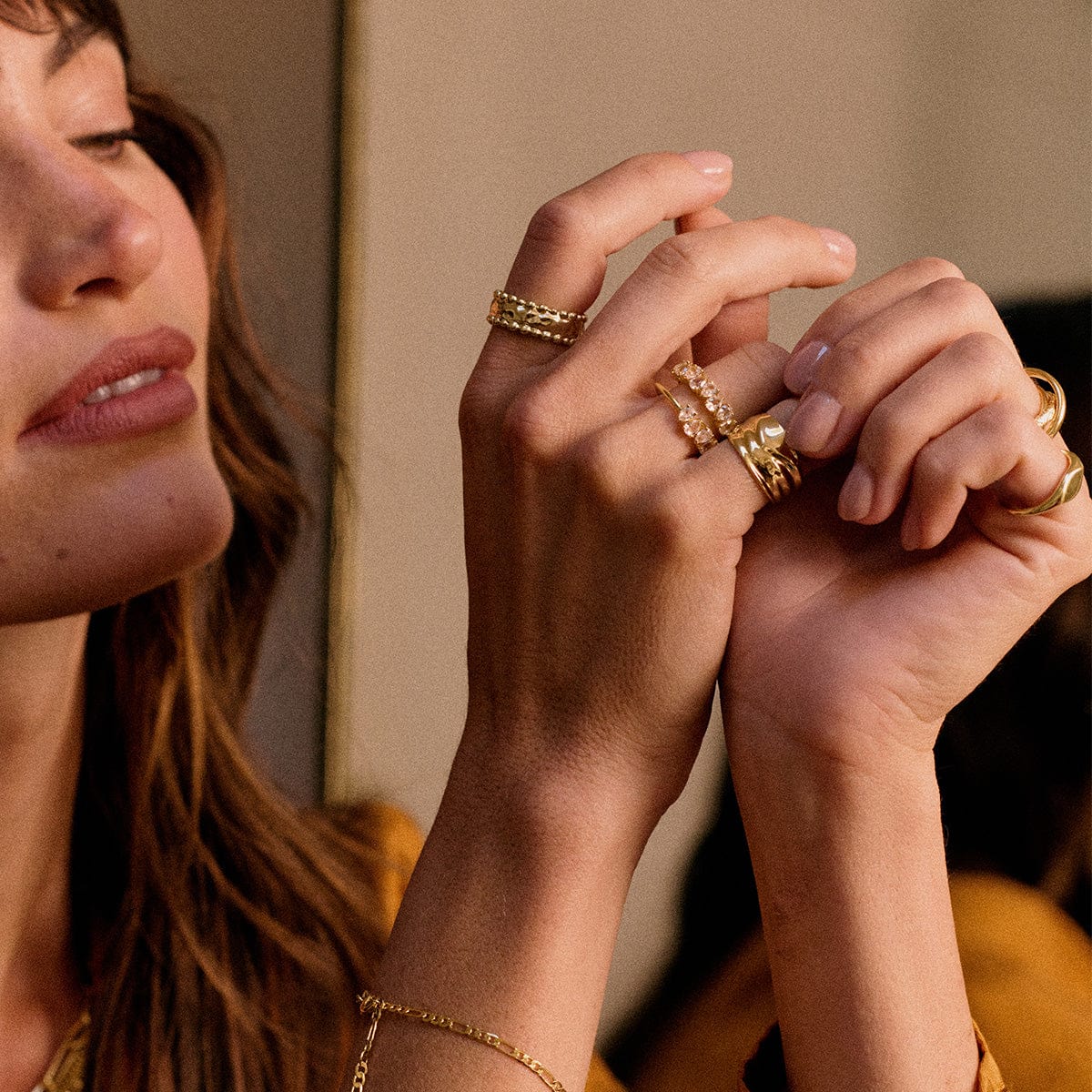 Amulet Band Ring 18ct Gold Plate