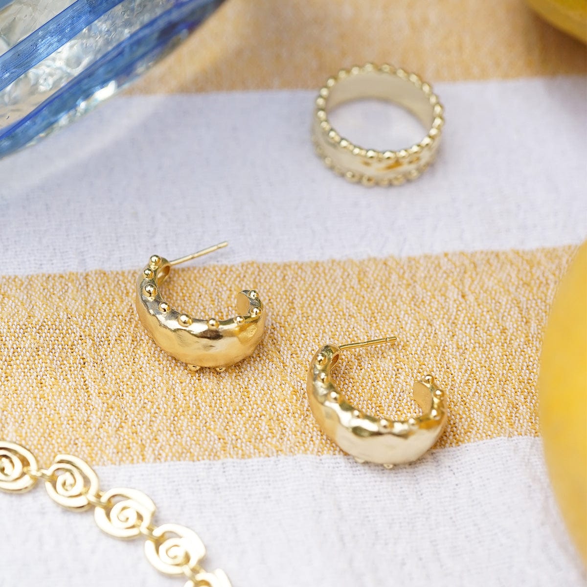 Amulet Bobble Hoop Earrings 18ct Gold Plate