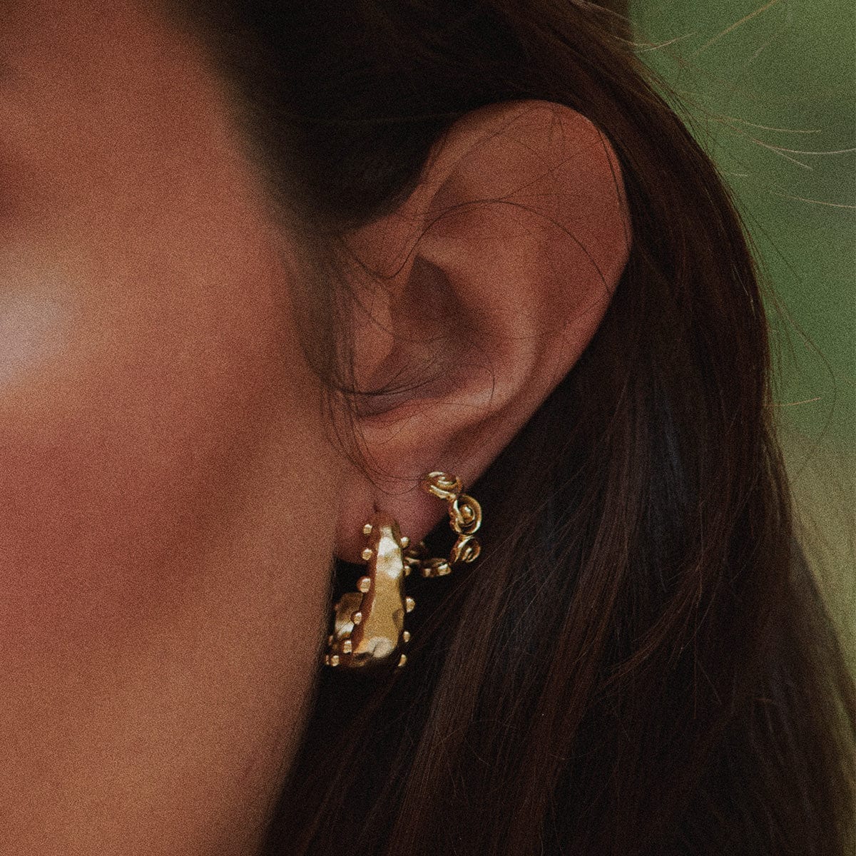 Amulet Bobble Hoop Earrings 18ct Gold Plate
