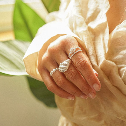 Amulet Dome Ring Silver Plate