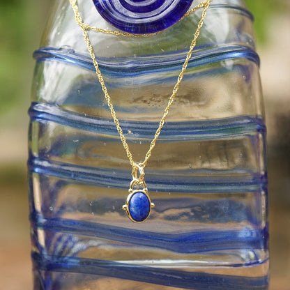 Amulet Lapis Necklace 18ct Gold Plate
