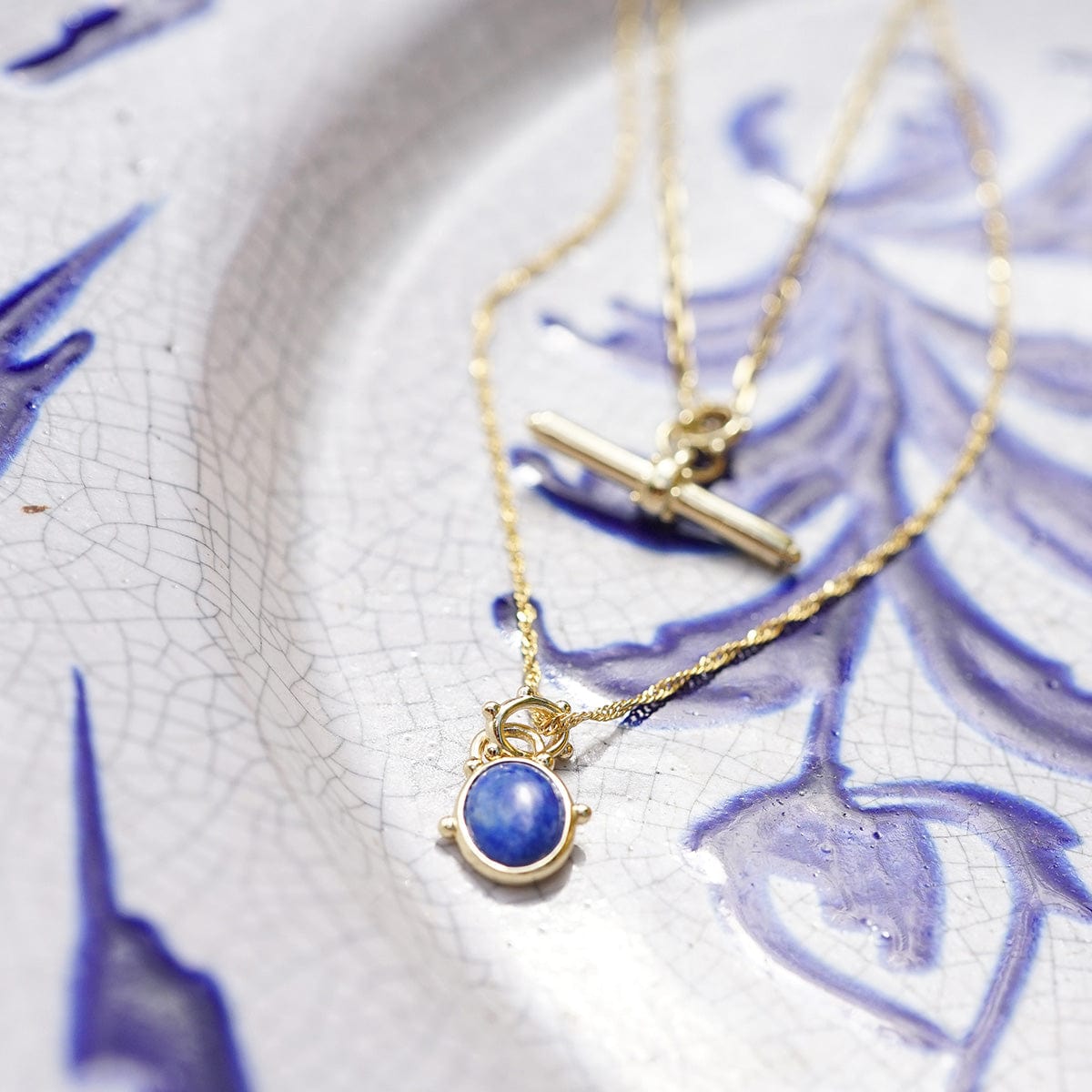 Amulet Lapis Necklace 18ct Gold Plate