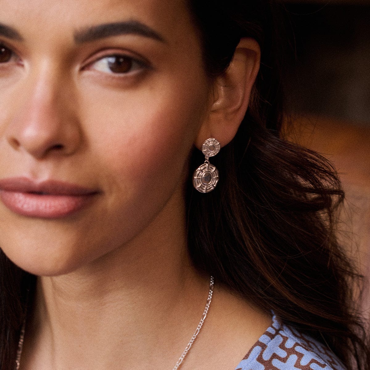 Apollo Double Drop Earrings Silver Plate