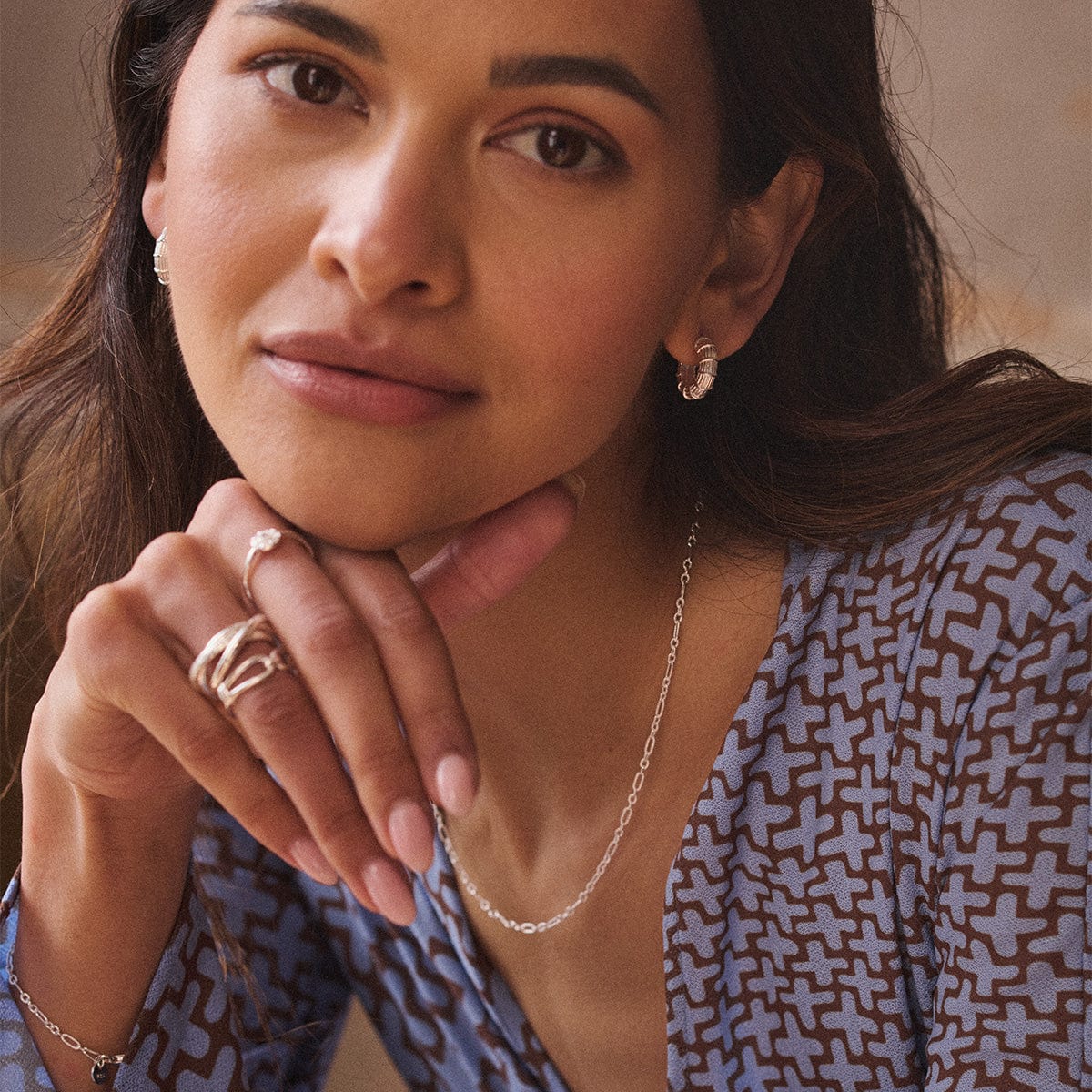 Apollo Hoop Earrings Layering Set Silver Plate