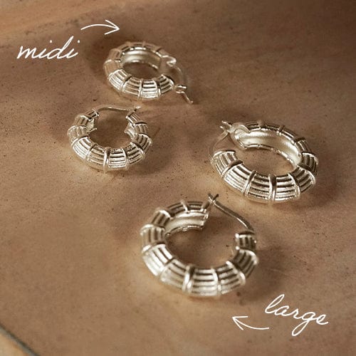 Apollo Midi Hoops Silver Plate