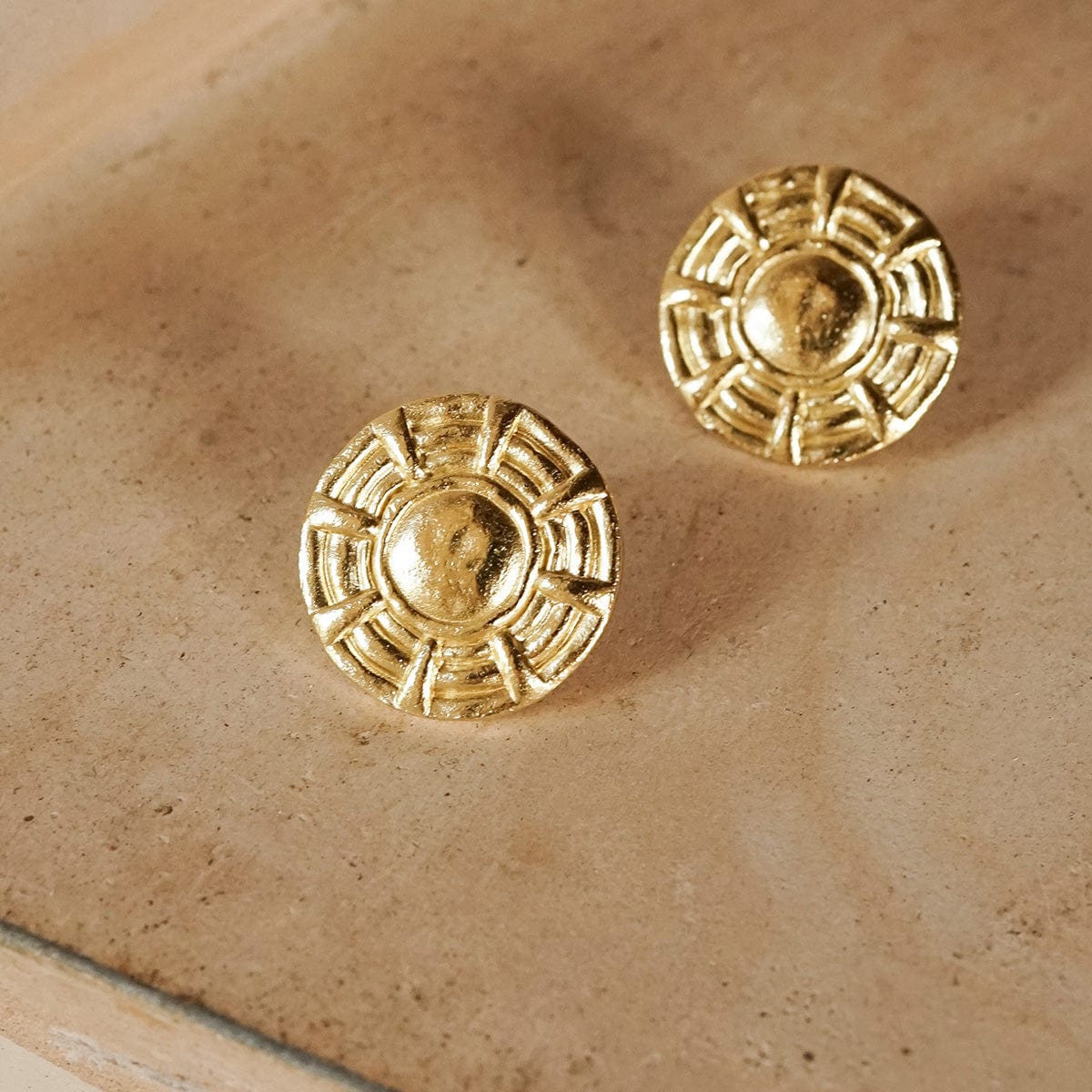 Apollo Oversized Stud Earrings 18ct Gold Plate
