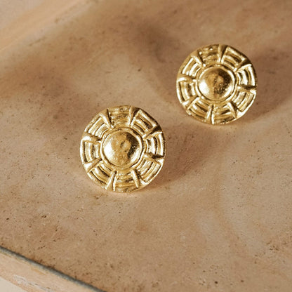 Apollo Oversized Stud Earrings 18ct Gold Plate