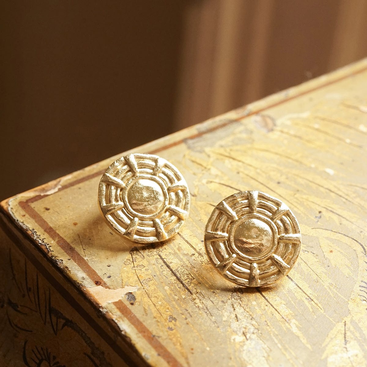 Apollo Oversized Stud Earrings 18ct Gold Plate