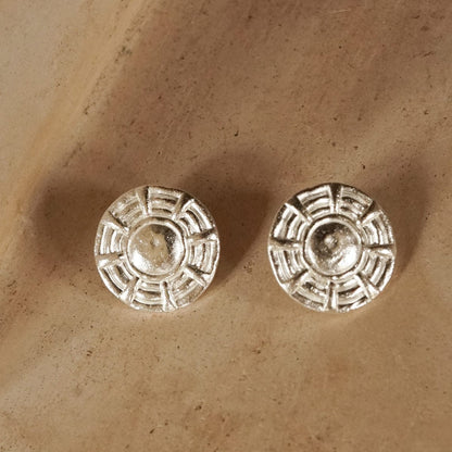 Apollo Oversized Stud Earrings Silver Plate