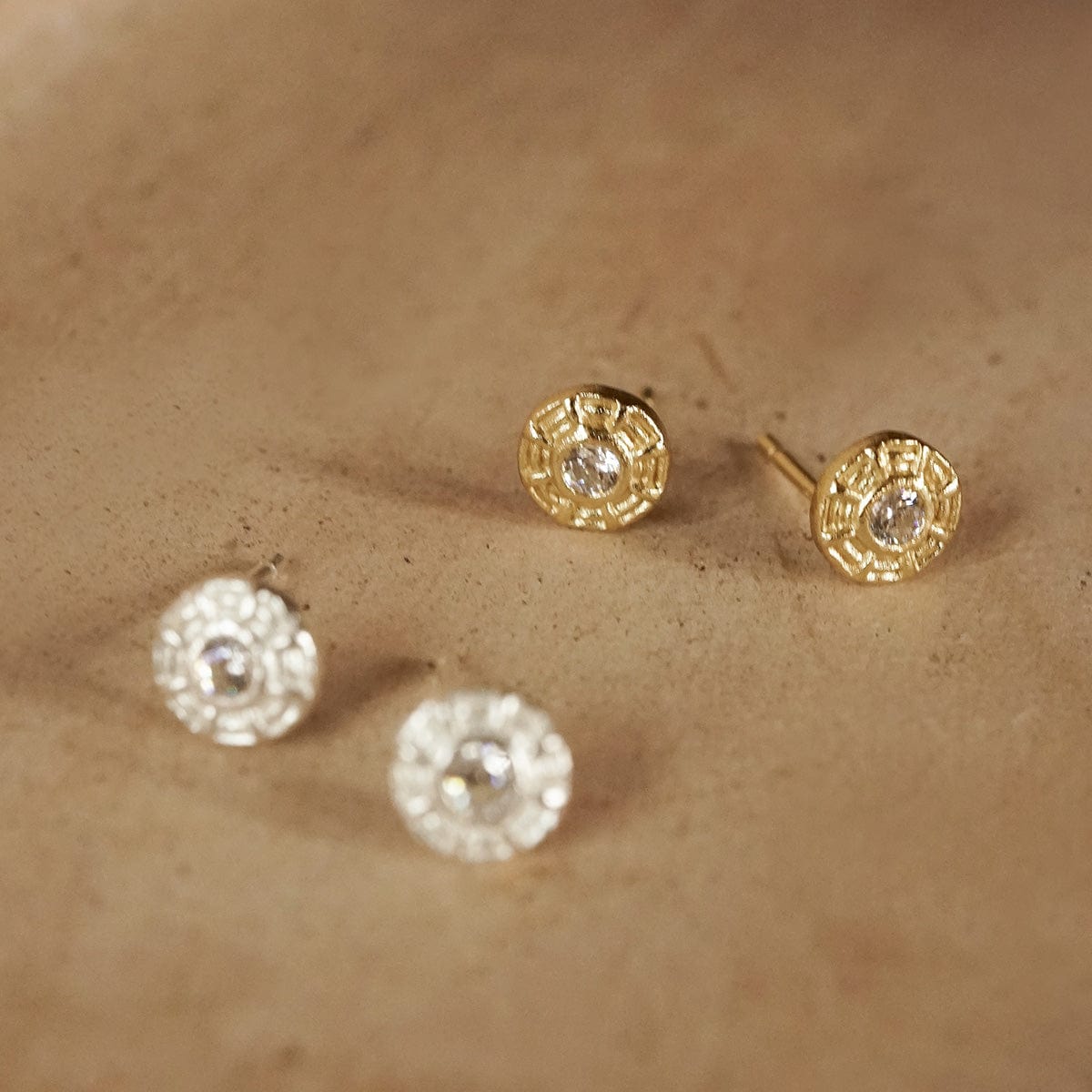 Apollo Sparkle Stud Earrings 18ct Gold Plate