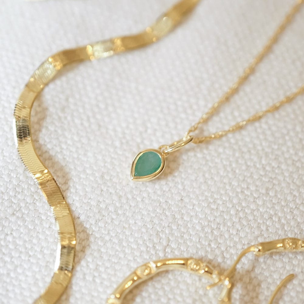 Aquamarine March Birthstone Charm Pendant 18ct Gold Plate