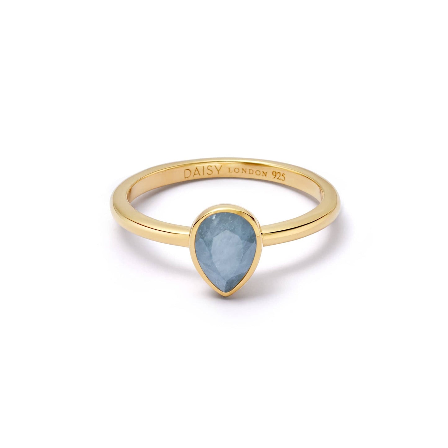 Aquamarine March Birthstone Ring 18ct Gold Plate