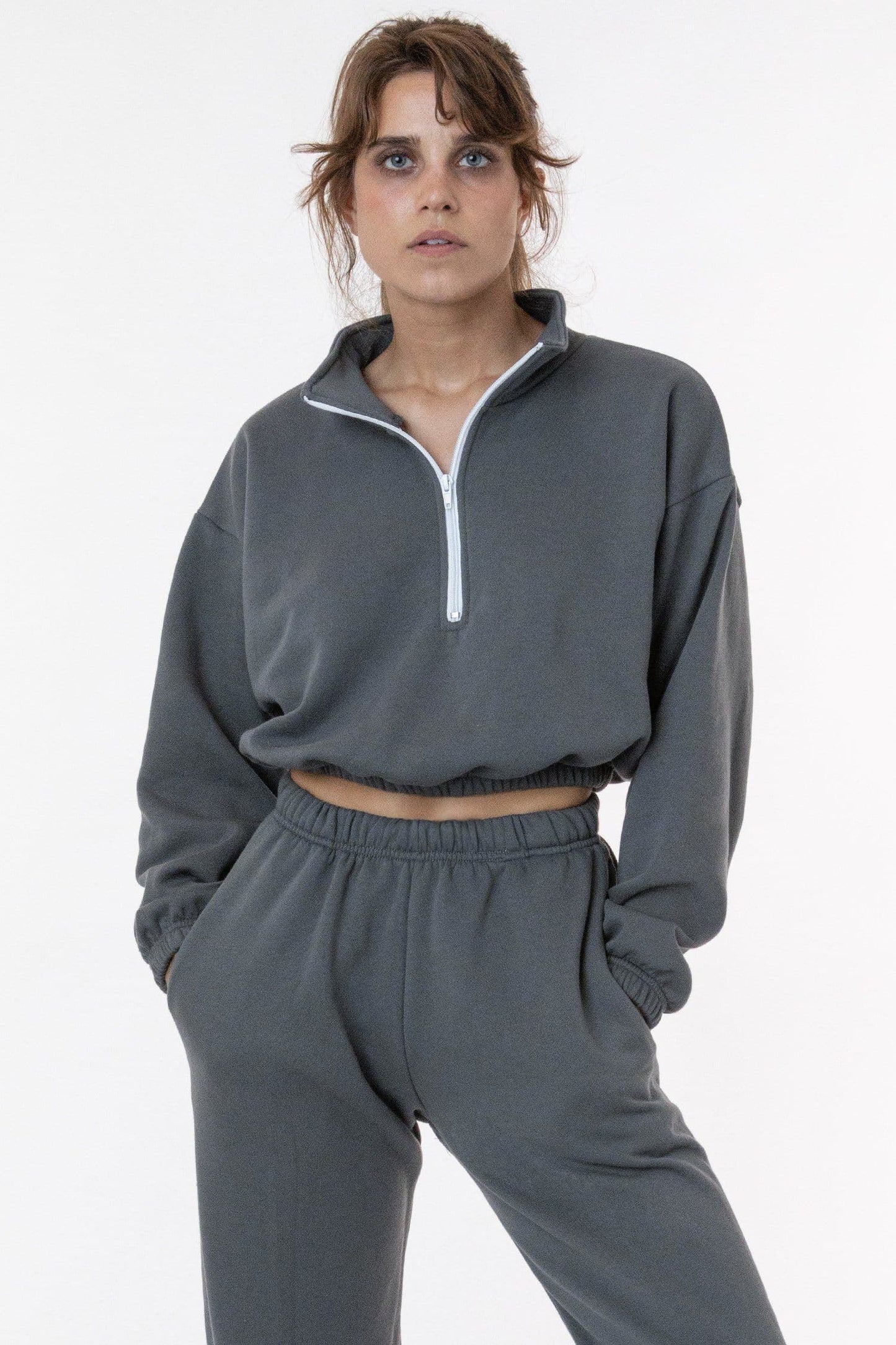 F396 - Flex Fleece Half Zip Cropped Pullover