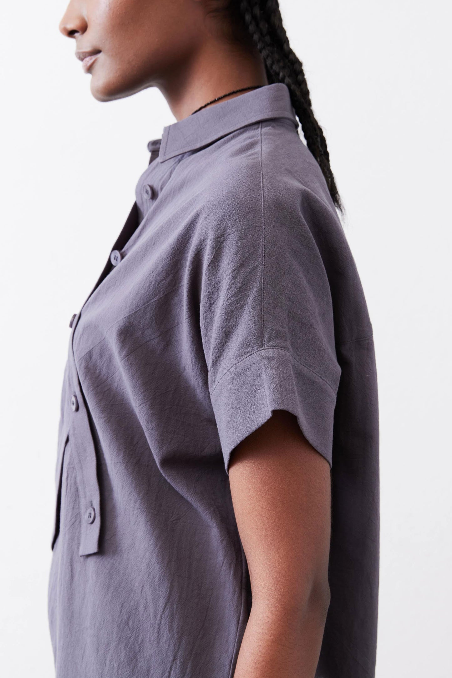 Asymmetric Button Short Sleeve Blouse