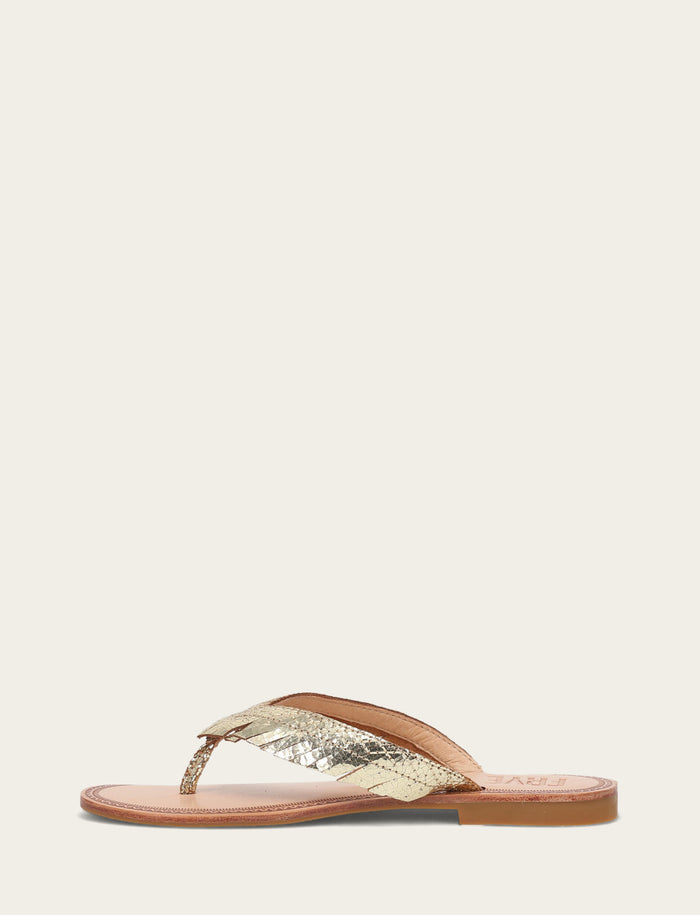 Ava Fringe Sandal - Gold Mirror - Inside