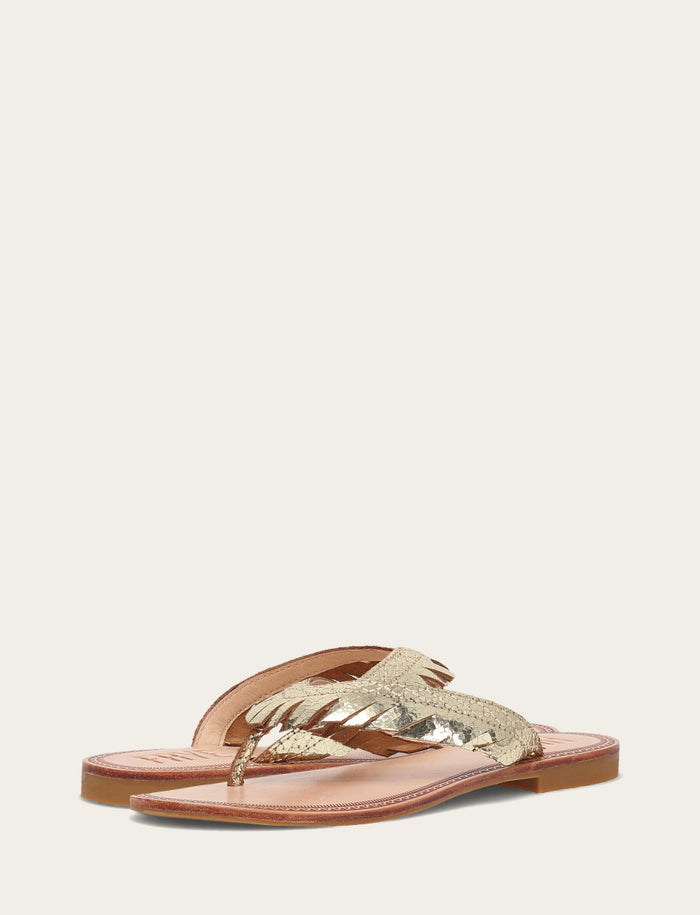 Ava Fringe Sandal - Gold Mirror - Pair