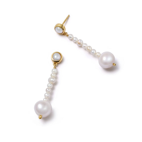 Baroque & Seed Pearl Drop Earrings 18ct Gold Plate