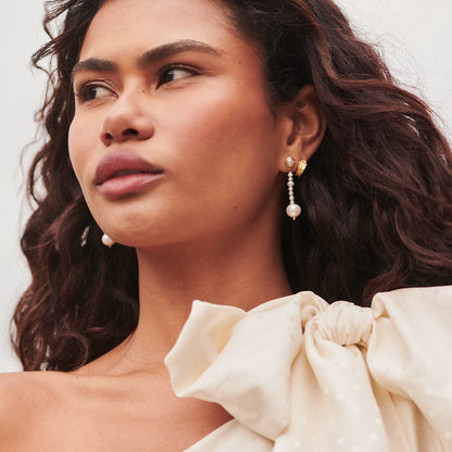 Baroque & Seed Pearl Drop Earrings 18ct Gold Plate