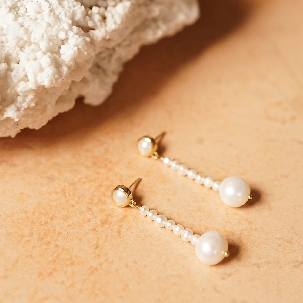 Baroque & Seed Pearl Drop Earrings 18ct Gold Plate