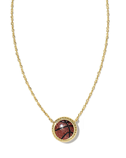 Basketball Gold Short Pendant Necklace Orange Goldstone