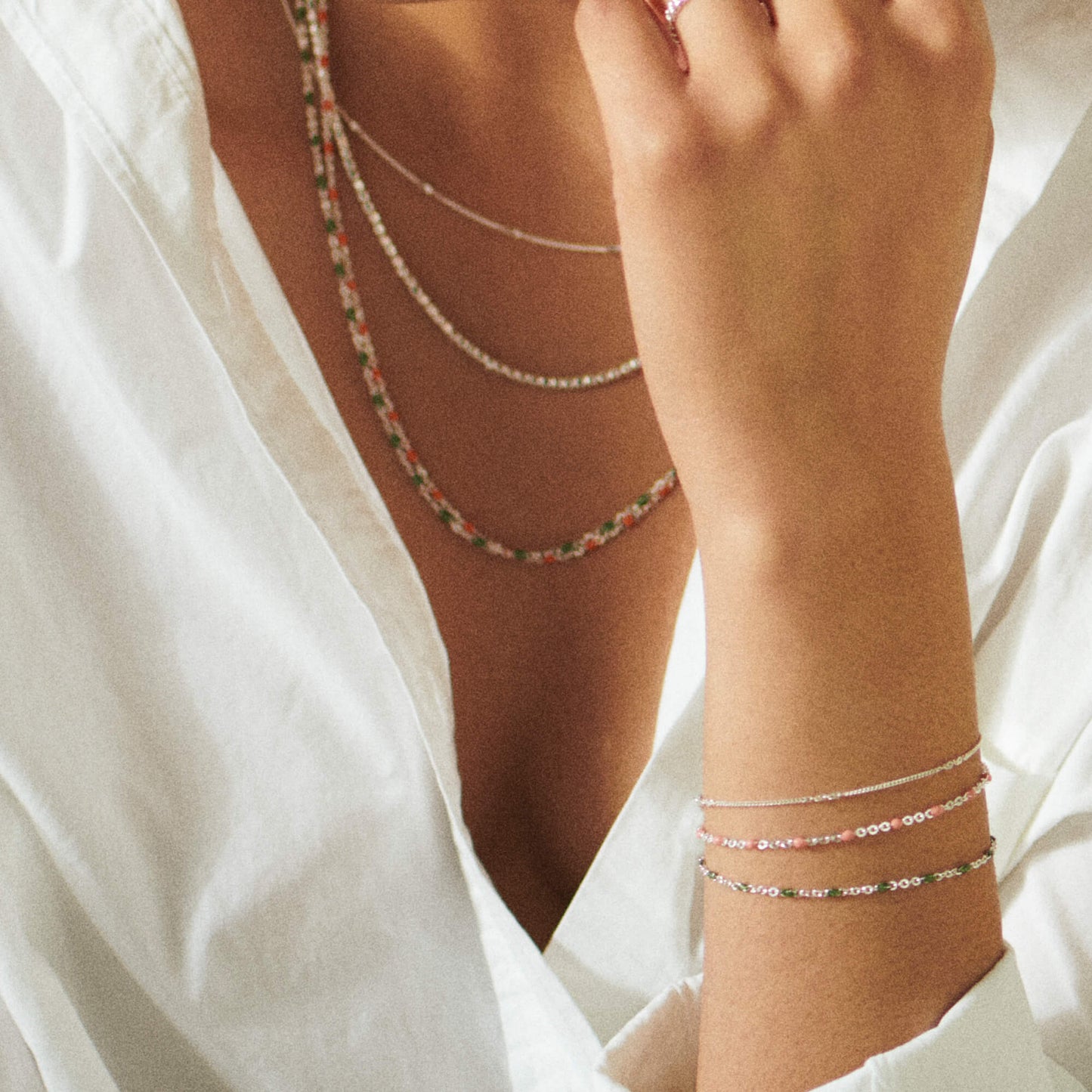 Enamel Beaded Bracelet Sterling Silver