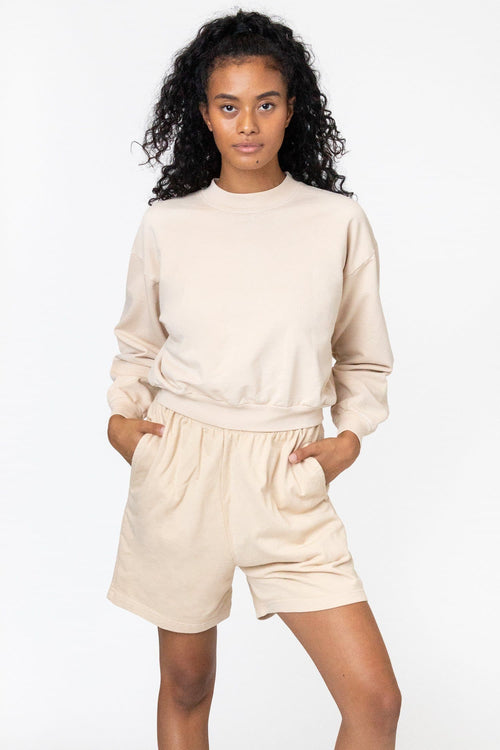 MWT06GD - Garment Dyed Cropped Mock Neck French Terry Pullover