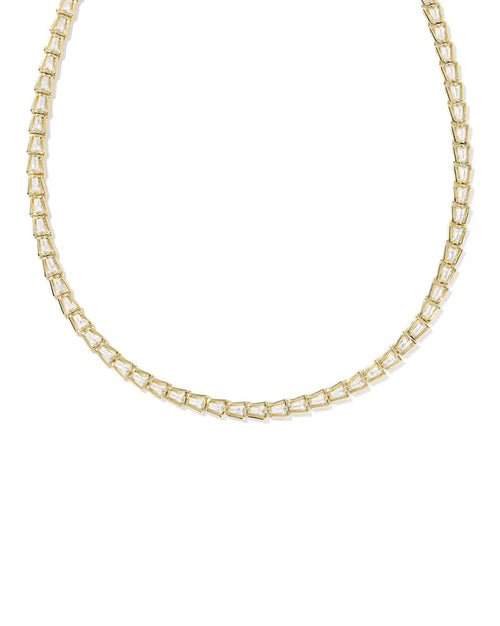 Bella Tennis Necklace Gold Metal White CZ