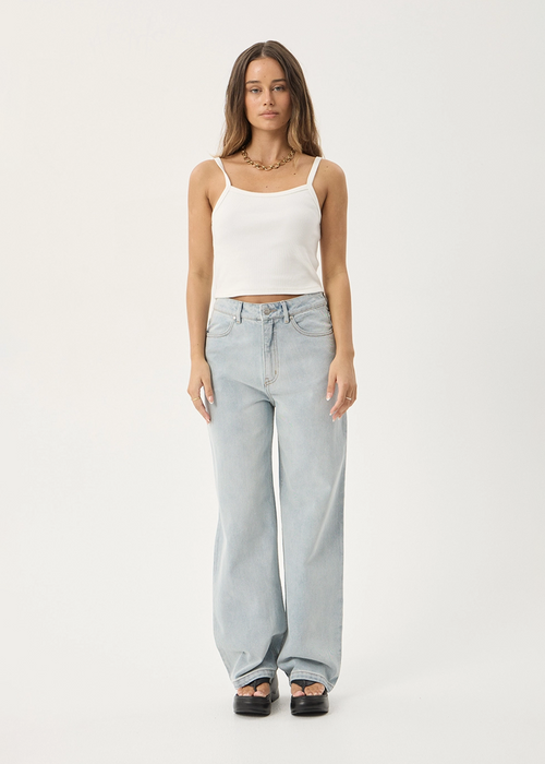 AFENDS Womens Bella - Denim Wide Leg Jean - Stone Blue