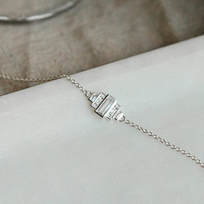 Beloved White Topaz Baguette Bracelet Sterling Silver