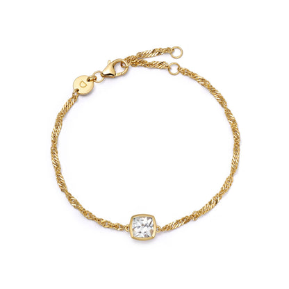 Birthstone Charm Bracelet 18ct Gold Plate