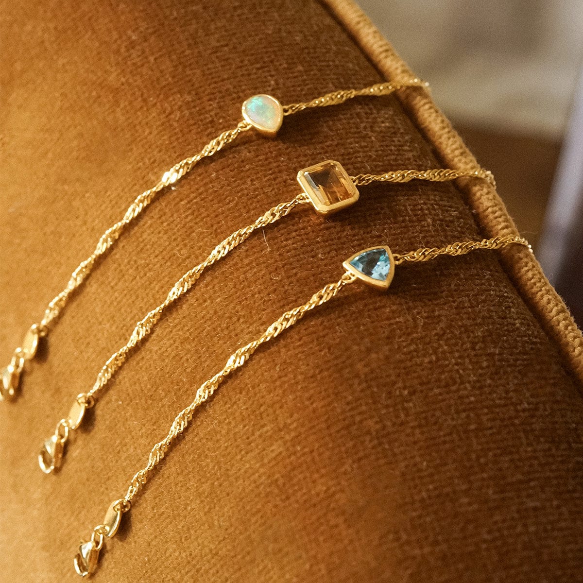 Birthstone Charm Bracelet 18ct Gold Plate