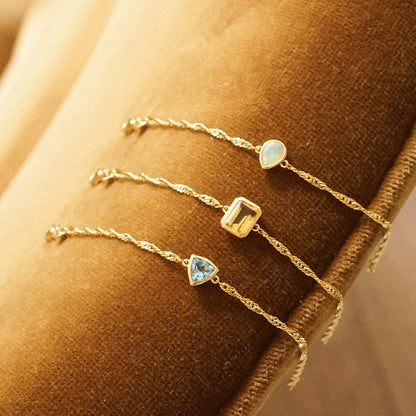 Birthstone Charm Bracelet 18ct Gold Plate