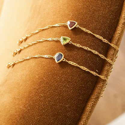 Birthstone Charm Bracelet 18ct Gold Plate