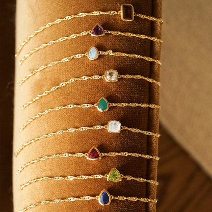 Birthstone Charm Bracelet 18ct Gold Plate