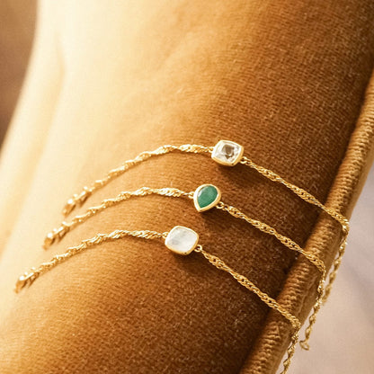 Birthstone Charm Bracelet 18ct Gold Plate