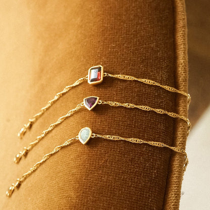 Birthstone Charm Bracelet 18ct Gold Plate