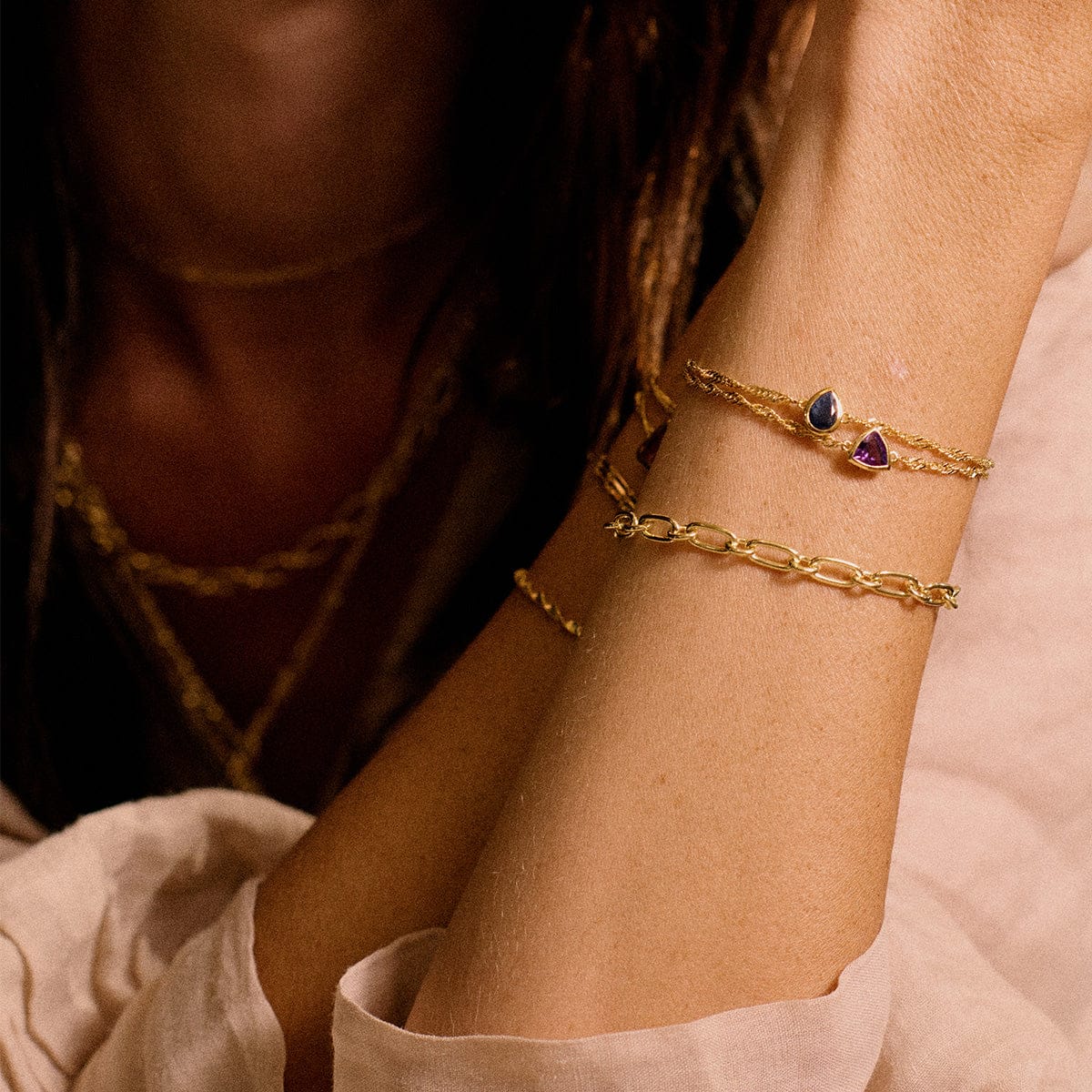 Birthstone Charm Bracelet 18ct Gold Plate