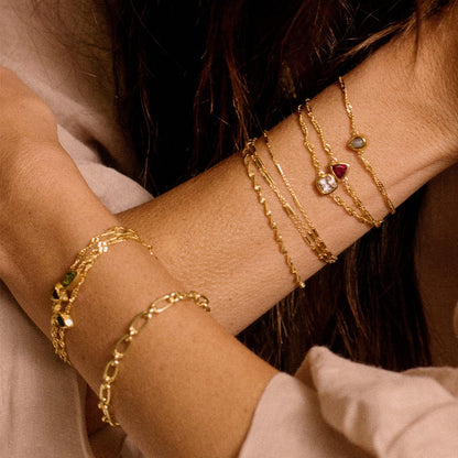 Birthstone Charm Bracelet 18ct Gold Plate