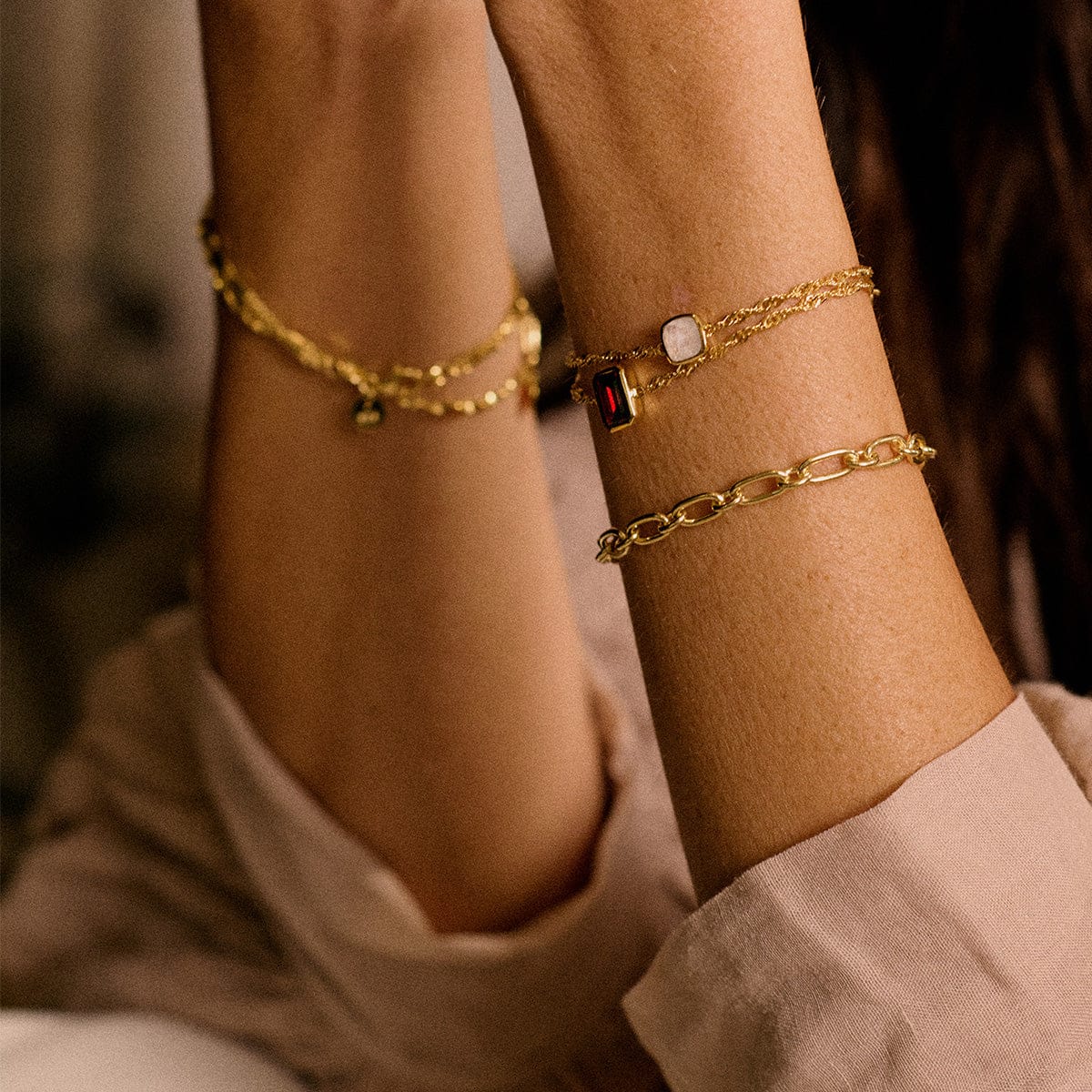 Birthstone Charm Bracelet 18ct Gold Plate