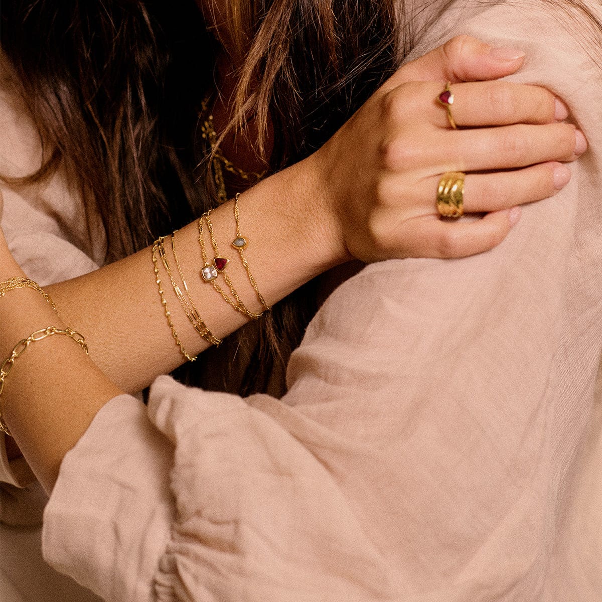 Birthstone Charm Bracelet 18ct Gold Plate