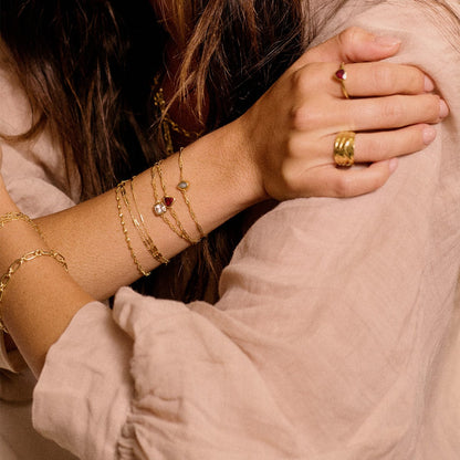 Birthstone Charm Bracelet 18ct Gold Plate
