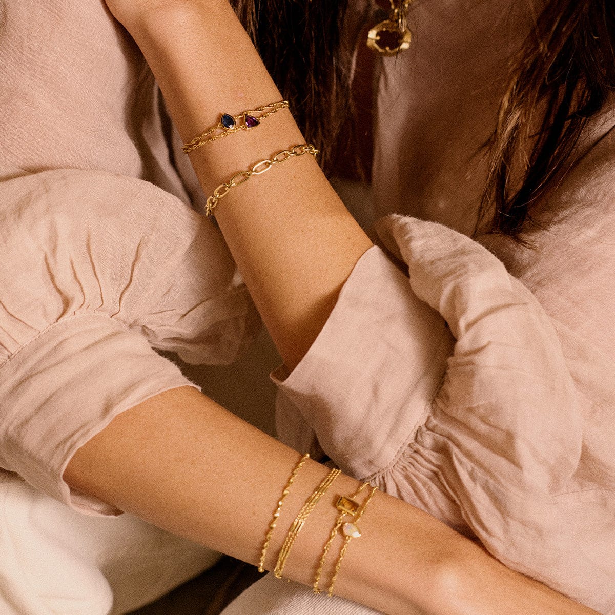 Birthstone Charm Bracelet 18ct Gold Plate
