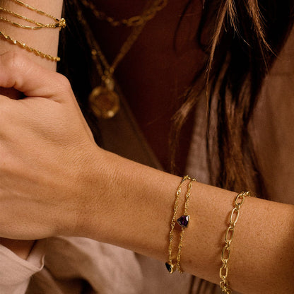 Birthstone Charm Bracelet 18ct Gold Plate