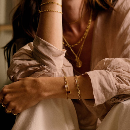 Birthstone Charm Bracelet 18ct Gold Plate